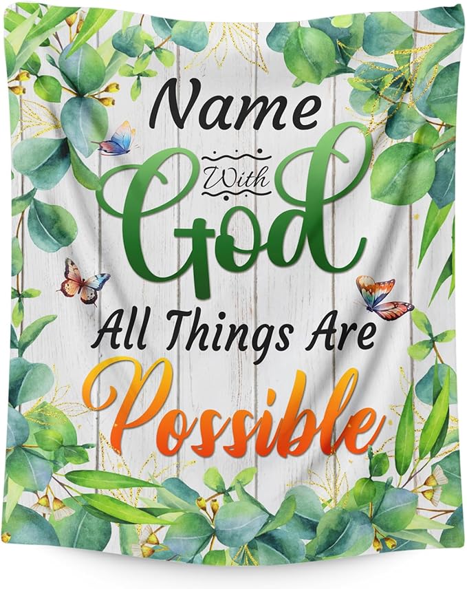 Personalized Blanket for Women Girls, Christian Throw Blanket Gifts for Kids Teens Adults, 50"x60" Cute Custom Flannel Blankets Gift for Girl Soft Lightweight Throws for Couch Sofa Bed Decor