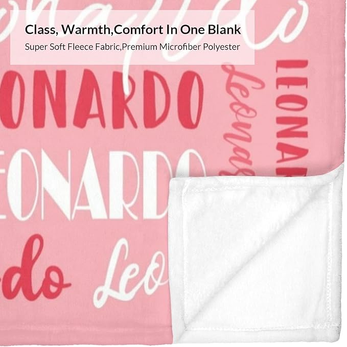 Name Blanket Personalized Blanket for Adult Kids Flannel Customize Throw Blanket Custom (Color 01, 40 x 50 Inches)