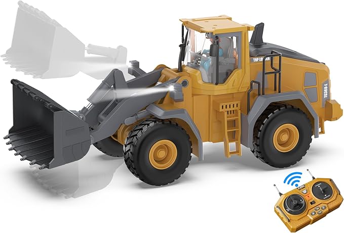 9-Channel Metal RC Wheel Loader - Remote Control Kids Construction Play Toys with Realistic Lights and Sound, 1:20 Scale, Tractor Toys for 3+ Boys, Perfect 2025 Grandkids Birthday Gift for Ages 3-12+