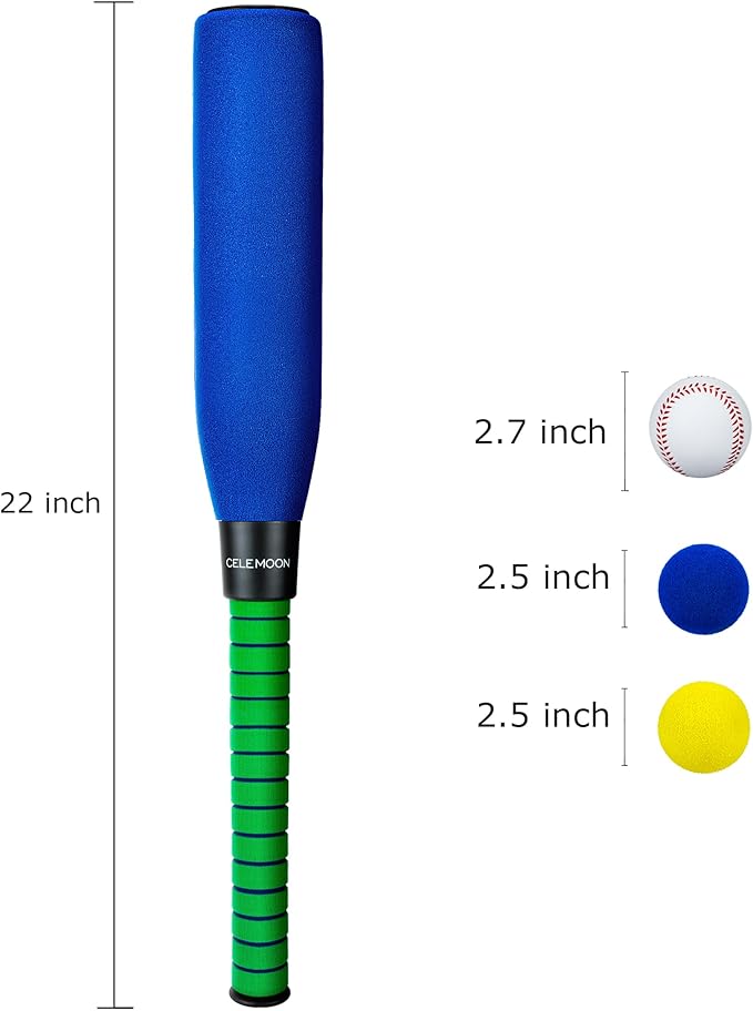 22 Inch Kids Foam Soft Baseball Bat Toys with 6 Balls for Kids Toddlers Youths Outdoor Indoor Sport T Ball Game Playing, Blue