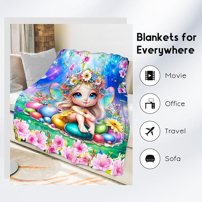Toddler Blanket, Girls Blanket with Fairy Print, Kids Throw Gifts, Soft Fleece Throw for Decoration, 40"x50"