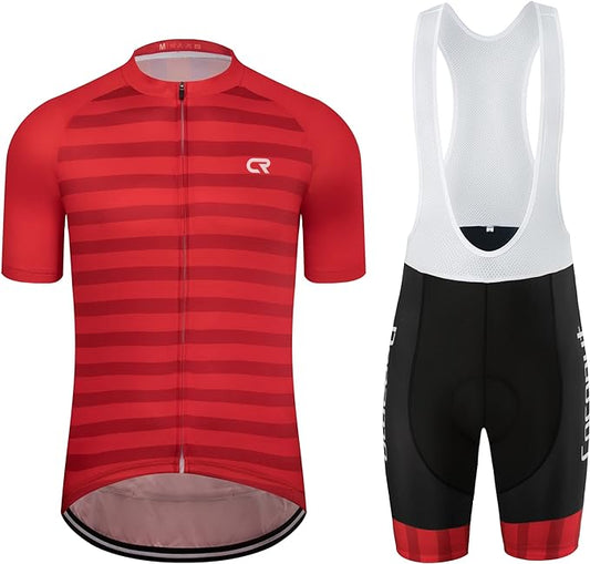 Coconut Ropamo CR Men's Cycling Jersey Set Road Bike Jersey Zipper Pocket Short Sleeves Cycling Kits Bib Shorts 3D Padded