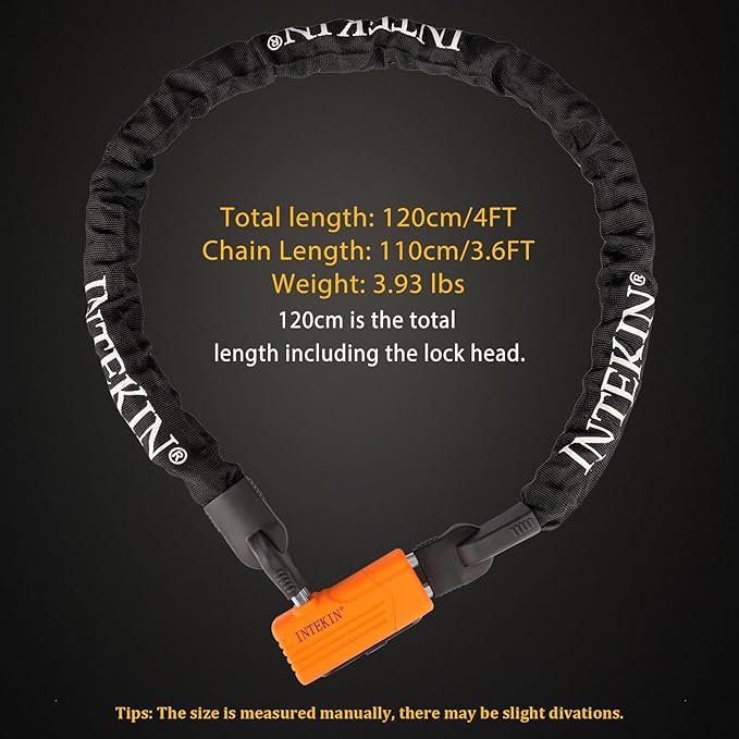 Bike Chain Lock 3FT/4FT/5FT Heavy Duty Bike Lock Anti-Theft Bicycle Chain Lock 8mm/10mm Thicker Bicycle Lock Chain Bike Lock with 3 Keys for Bike, Motorcycle