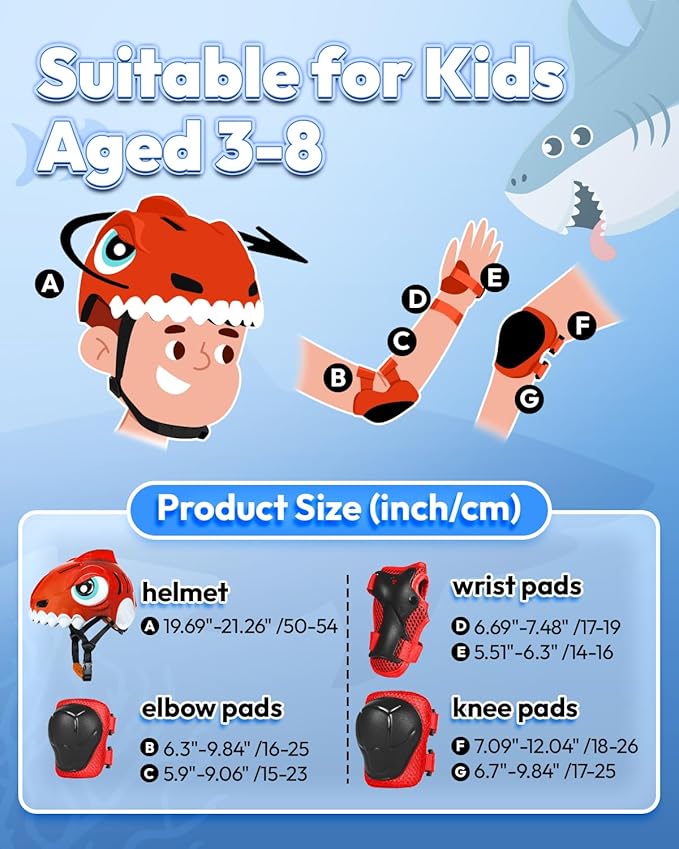 Bike Helmet for Kids 3-5-8 Toddler Bike Helmet Animal 3D Cartoon Boys Girls Safety Adjustable Kids Helmet and Pads Set for Cycling Scooter Skateboard