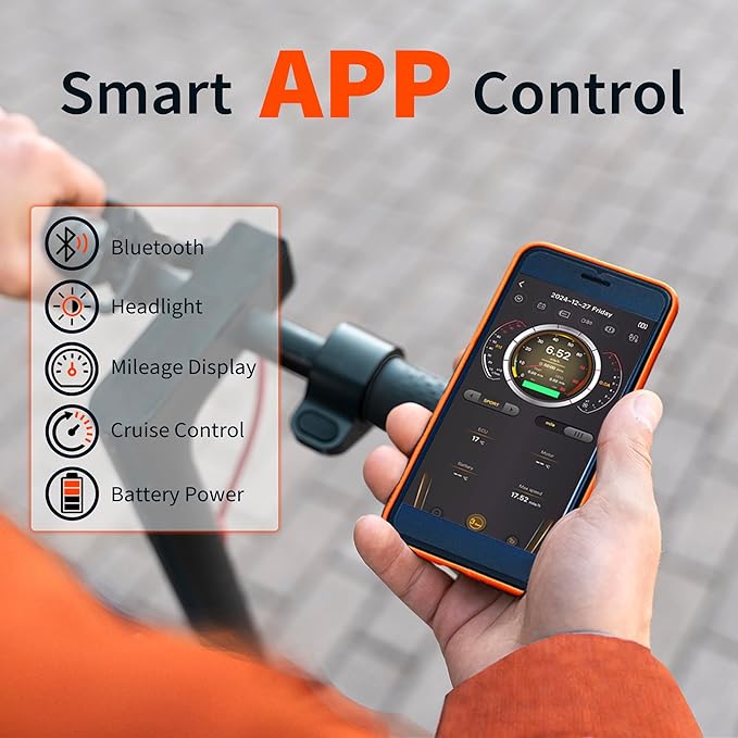 Electric Scooter, Folding E Scooter for Adults with Seat, 350W Motor, 8.5" Tire, 19MPH, 21Mile Long Range Lightweight Teens Commuting Sit Down Escooter with App, Bluetooth, Dual Brake (Seat Optional)