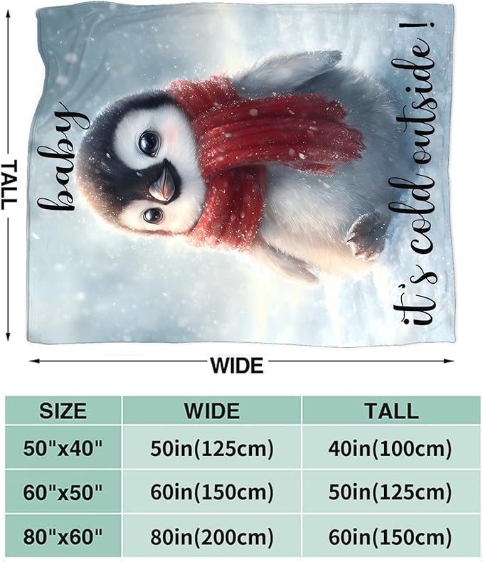 Penguin Blanket Gifts for Girls Boys Throw Cozy Plush Fleece Flannel Lightweight Fuzzy Party Blankets for Women Men 50"X40"