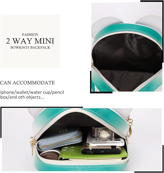 KL928 Girls Mini Backpack Bowknot Polka Dot Cute Small Daypacks Convertible Shoulder Bag Purse for Women