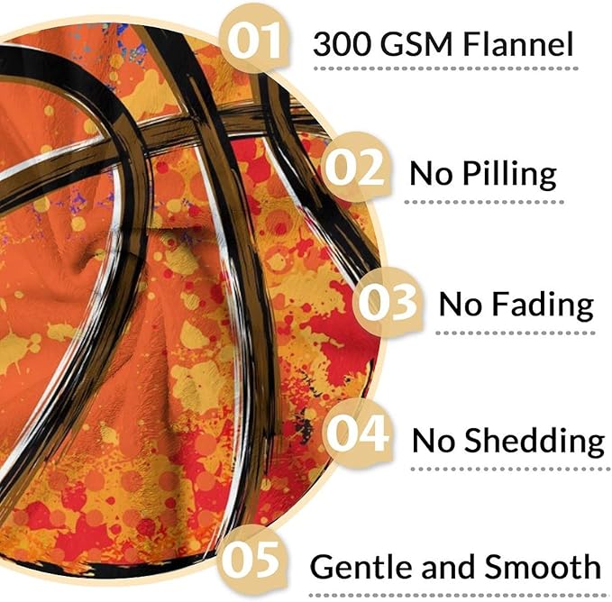 Blanket for Boys Men- Basketball Throw Blanket Gift for Basketball Lover - 80x60 Inches Sports Blankets for Kids Teens Adults - Black Soft Fuzzy Basketball Stuff for Couch Sofa Bed