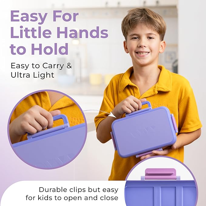 ovve® Ultimate Kids Bento Box & Cutlery Set - Leakproof Lunch Box for Kids with Interchangeable Inserts, BPA-Free, Dishwasher & Microwave Safe - Lunch Containers for School & Preschool (Purple)