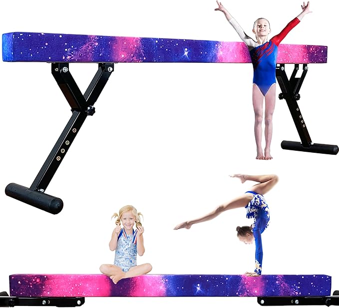Adjustable Balance Beam 8 ft Gymnastic Beam Adjustable Height for Kids and Teenage of All Gymnastic Levels, Gymnastic Training Beam Gymnastic Equipment for Athlete Home and Gym Club Use