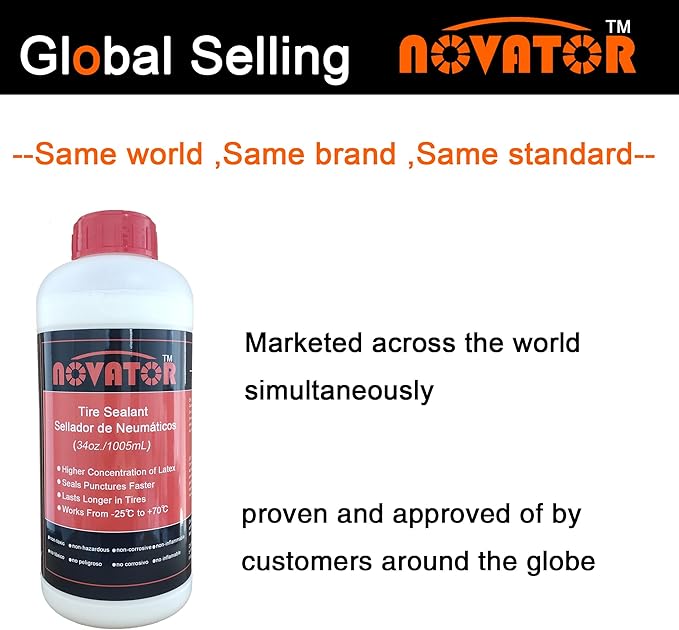 NOVATOR Endurance Bike Tire Sealant for Tubeless, Tubulars, Tubes, Seals Faster, Lasts Longer, Micro-Fiber for MTB, Road, Gravel Bicycle Tires