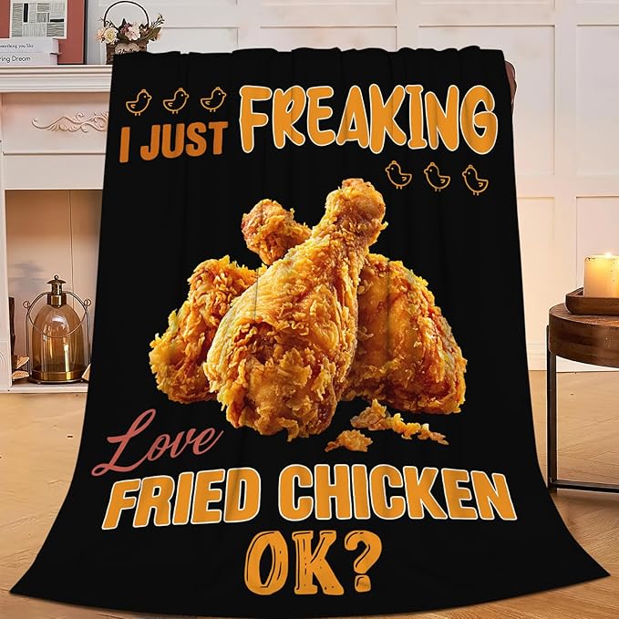 Fried Chicken Blanket, Fried Chicken Drumstick Flannel Throw Blanket, Cozy Fleece Soft Delicious Food Blankets Gift for Kids Couch Sofa Bed 50" x 40"