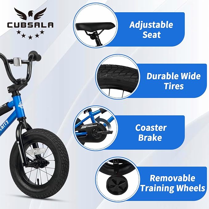 12 14 16 18 Inch Kids Bike BMX Style Bicycle with Training Wheels Coaster Brake for 2-10 Years Old Toddlers Boys Girls Multiple Colors