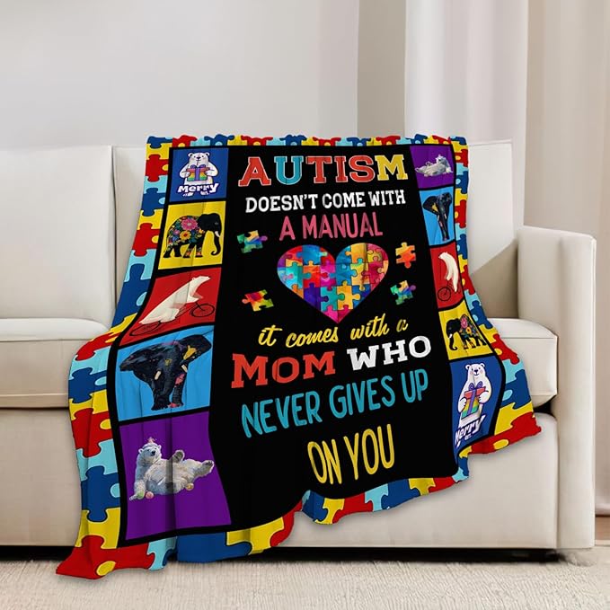 Autism Blanket Autism Awareness Throw Blankets Gifts for Girls Boys Kids Soft Cozy Fleece Plush for Couch Sofa Bed 80"x60"