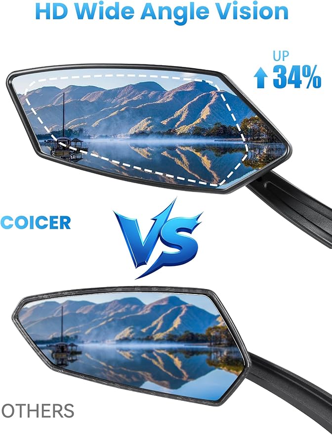 Bike Mirror Handlebar Mount 360° Adjustable 2pcs, Bike Accessories Bicycle Mirrors for Handlebars with Scratch Resistant Glass, E Bike Rear View Mirror for Scooter, Motorcycle