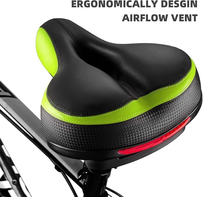 Bike Seat, Most Comfortable Bicycle Seat Dual Shock Absorbing Memory Foam Waterproof Bicycle Saddle Bike Seat Replacement with Refective Tape