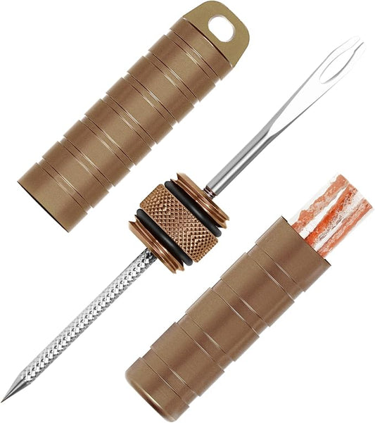 BWSHLF Tubeless Bike Tire Repair Kit for Mountain Bikes & Road Bicycles, Tubeless Tire Plug Kit with Storage Canister, Reamer, Insertion Fork, 10 Bacon Strips, Fix a Puncture or Flat, No Glue Needed