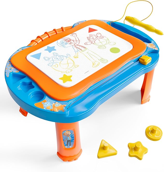 Lollipop Blippi Magnetic Writing Tablet for Kids – Ideal Baby & Toddler Toys – Magnetic Drawing Board with Stands, Pen, and Stamps – Blippi and Mika Inspired Learning Toys for Toddlers 3+