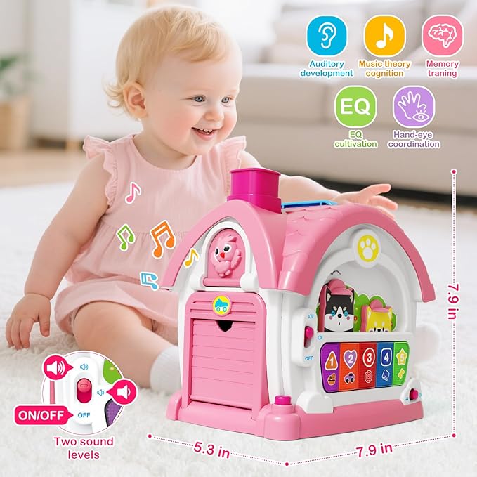 SpringFlower Baby Toddler Toys for 1 Year Old Girls, Montessori Musical Toddler Toys for 12-18 Months Kids, Musical Learning House for Infant Toddlers 1 2 3 Years Old Baby Girl Gifts