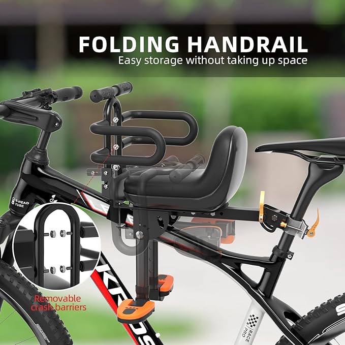 Child Bike Seat, Kids Bike Seat with Guardrail, High Seat Cushion Backrest Mountain Bike Child Bike Seat, Bicycle Child Safety Seat for Children from 1 to 3 Years Old