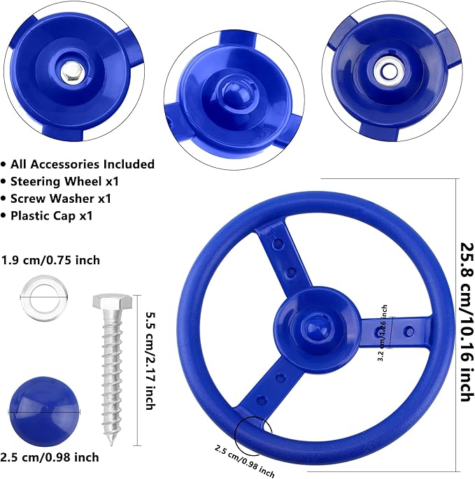 2 Pack Steering Wheel Playset Plastic Pirate Ships Wheel with Mounting Tools for Kids Playground Outdoor Gym (Red, Purple)