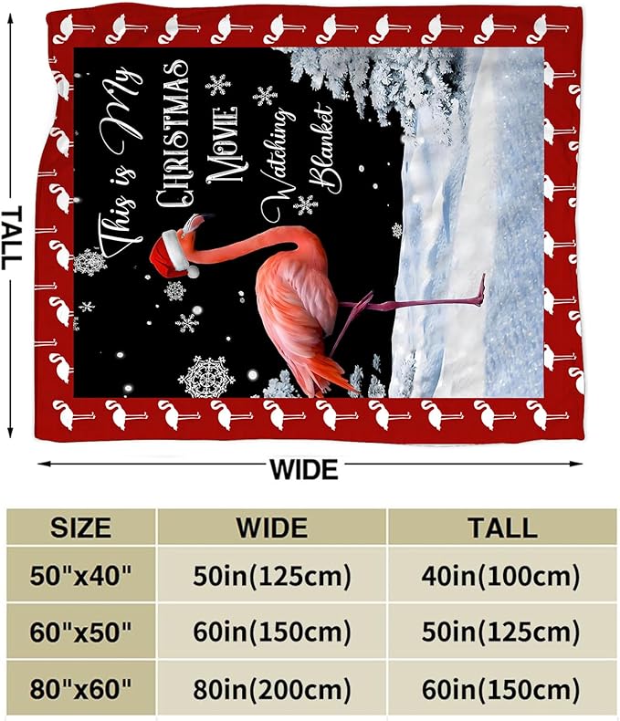 Flamingo Blanket Cute Christmas Flamingos Gifts Throw Blankets for Girls Boys Women Men Kids Plush Cozy Flannel Fleece Ultra Soft Fuzzy Movie Party Blanket for Bed Couch Sofa 80"X60"