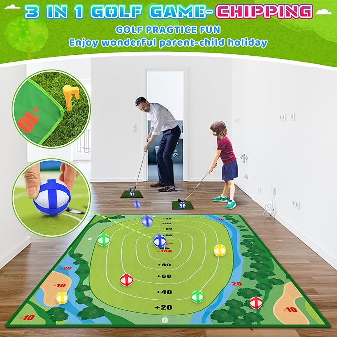 Golf Chipping Game - Upgrade Golf Toys for Kids, Perfect Outdoor Games for Kids Golf Game & Practice（Green）