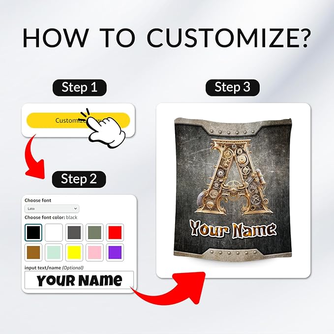 Custom Blanket - Boys Monogram Gifts - Personalized Blanket with Name - Initial Gifts for Kids - 50"x60" Soft Plush Child Throw for Bed