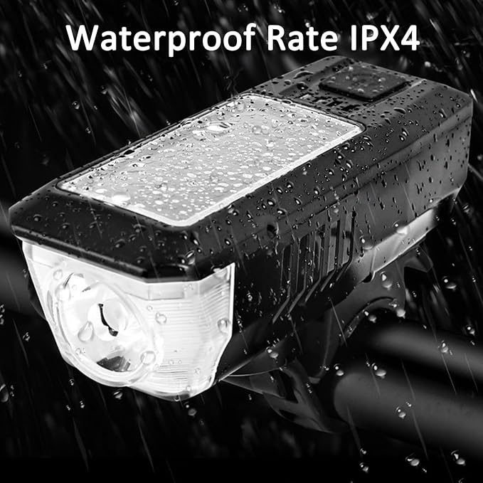 Ultra Bright Bike Light, IPX4 Water Resistant Bicycle Headlight, USB Rechargeable, 3 Light Modes, Solar Powered LED Bicycle Lights Front for Kid Women Men Road Cycling Safety