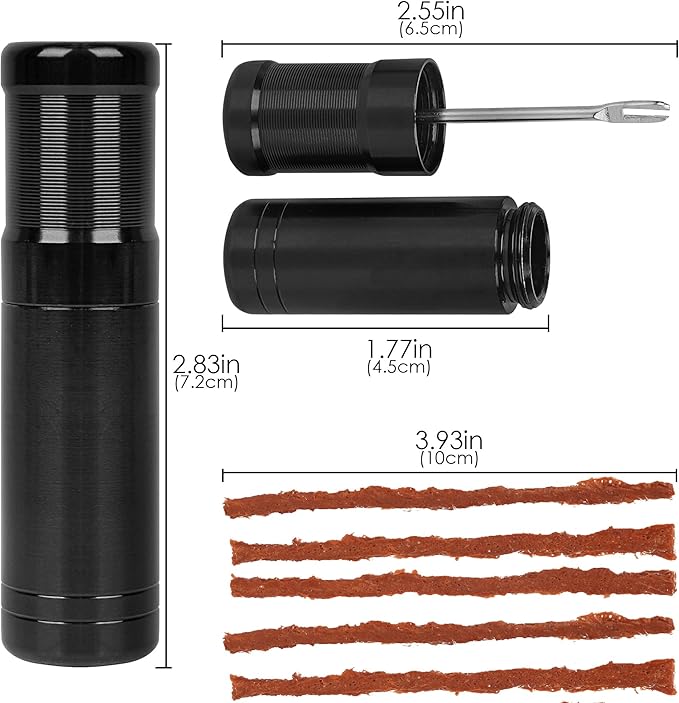 Tubeless Tire Plug Repair Kit, Bike Tire Repair Kits, Tubeless Tire Tyre Repair Kit and Sealant Injector Syringe Set with Valve Removal Tool Kit