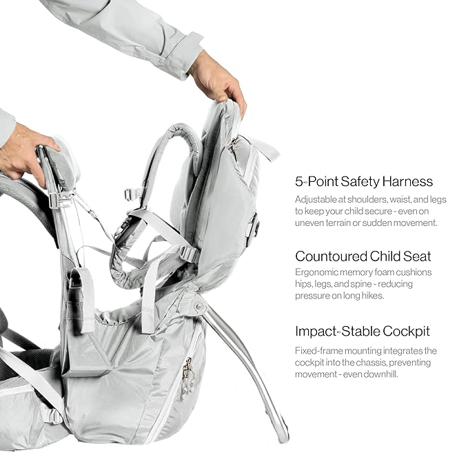 Vandra™ Glacier - Scandinavian Hiking Baby Carrier Backpack - Gravity Lock™ Hard-Shell Frame - Nest Child Carrier for Toddler & Kids - Dust Bag, Alu Tag & More Included