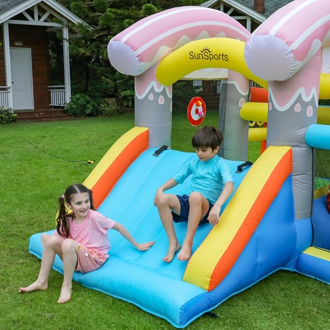 Kids Inflatable Bounce House,Indoor Bouncy Castle for Backyard,Small Bounce House with Slide,Outdoor Jumping House with Ball Pit