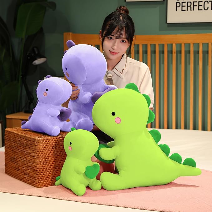 SQEQE Dinosaur Stuffed Animal, Loving Soft Dino Plush Toys with Holding Heart for Valentine Day, Sweet Romantic Anniversary Birthday Gift for Her Girls Boys Girlfriend(Purple,20 inch)