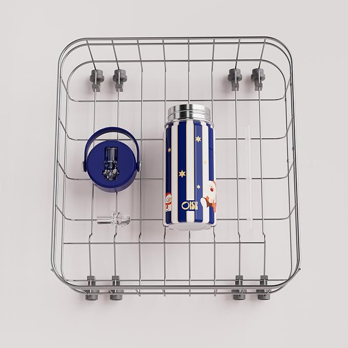 OISIZ Christmas Water Bottle for Kids,14oz Insulated Cup with Straw Lid,316 Stainless Steel Bottles for School,Insulated Tumbler for Holiday Gifts for Kids,Keep Cold for 24 Hours