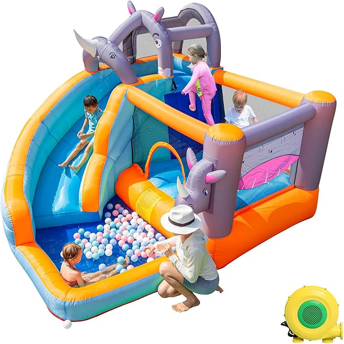 Inflatable Bounce House for Kids,Water Slide for Backyard,Indoor Bouncy House,Inflatable Water Park,Jumping Castle with Ball Pit,Jump House with Waterslide,Obstacle Course Bounce House