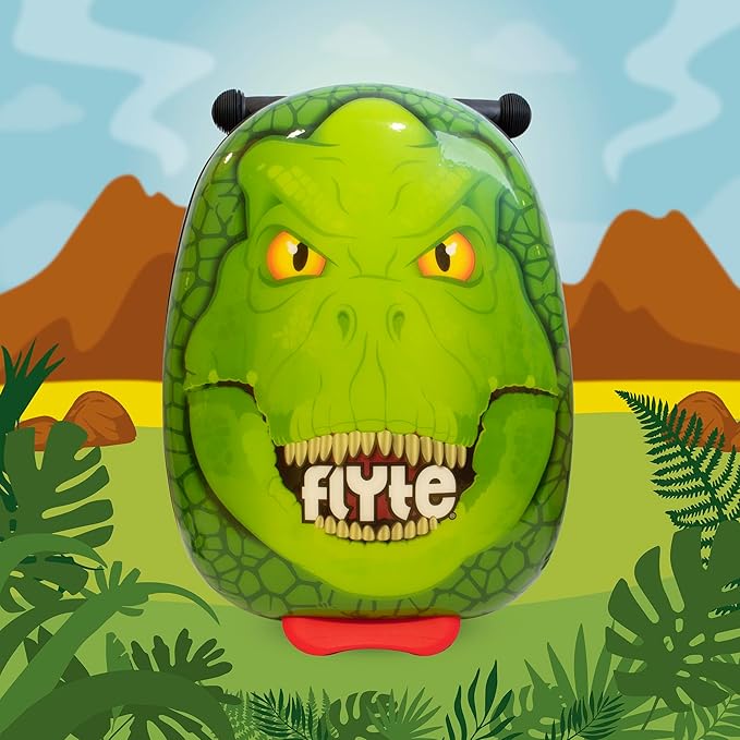 Flyte Darwin The Dino Scooter Suitcase - Rideable, Carry on Compliant 2-in-1 Children's Suitcases, 18 inch Ride on Suitcase for Kids, 25 Litre Capacity Kids' Luggage on Wheels for Children Aged 4+