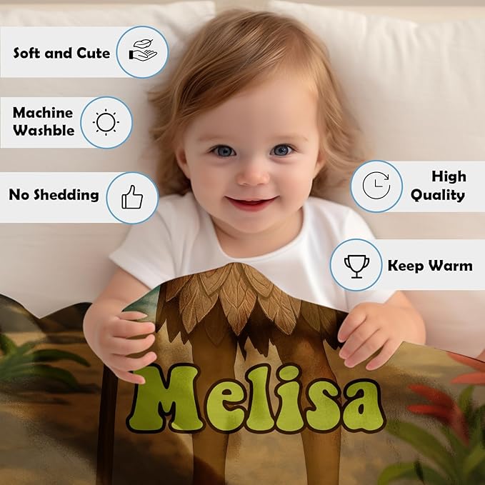 Personalized Adventure Baby Blanket, Kids Cartoon Beach Theme, Custom Photo Blanket with Name, Unique Gift for Baby Girl, Soft Fleece Throw Blanket