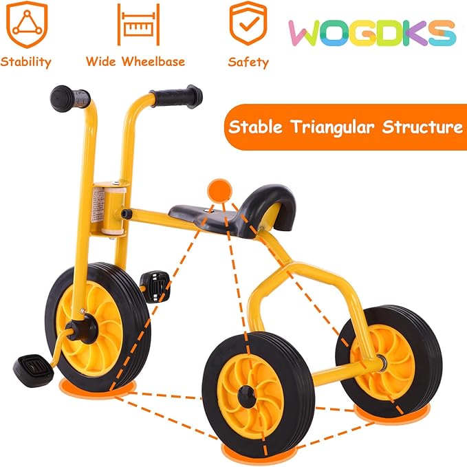 Kids Tricycle for Rider Age 2+, Big Wheel Kids Trike with Rubber Wheels, Preschool Daycare Kids Bike, Birthday Toys Gift for Boys and Girls