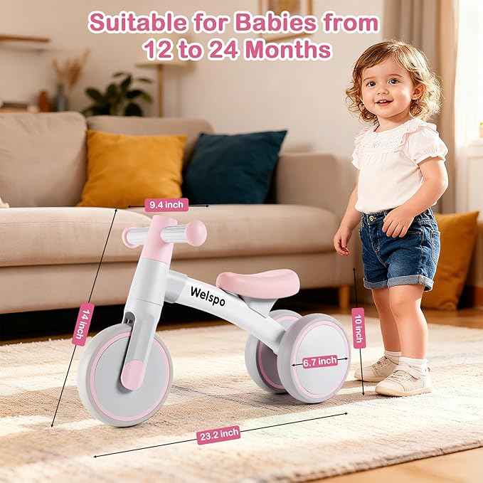 welspo Baby Balance Bikes for 1 Year Old Boys Girls 12-24 Months Kids Toddler First Bicycle Infant Walker Children No Pedal 3 Wheels Mini Bike Riding Toys
