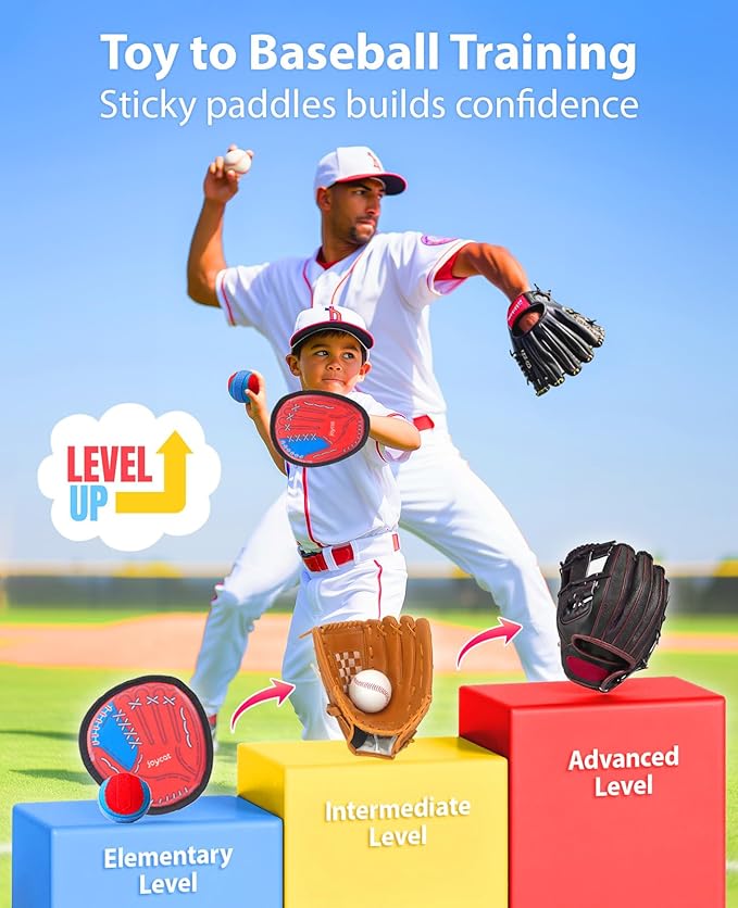 JoyCat Toss and Catch Ball Game Set,Kids Toddler Baseball Glove,Beach Yard Games,Sports&Outdoor Kids Toys,Birthday for 3 4 5 6 7 8 9 10+Year Old Boys Girls