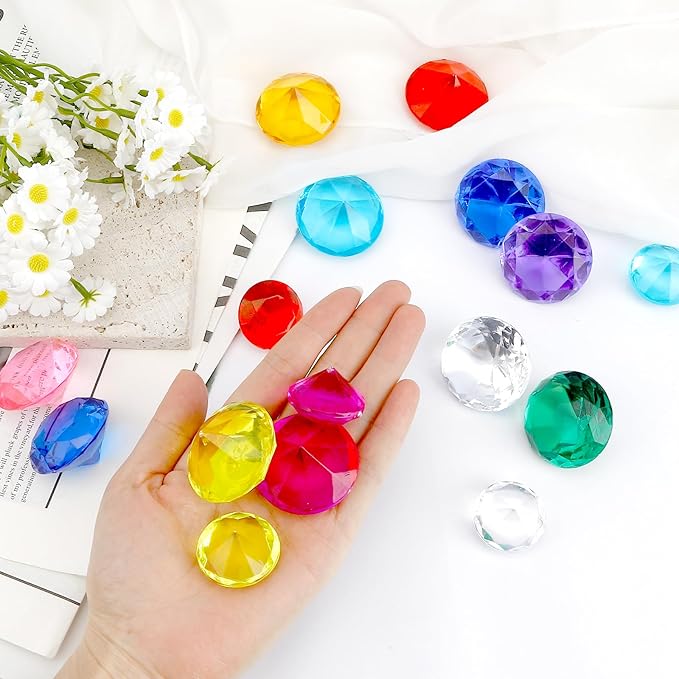 Diving Gems Pool Toys, 15 PCS Colorful Big Diamond Pool Diving Toy for Kids Ages 4-8 8-12, Sinking Swimming Pool Toys, Underwater Swimming Toys Water Games Gifts for Kids Summer Pool Party Favors
