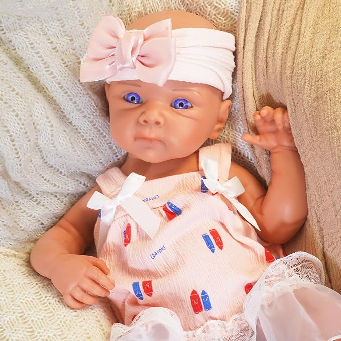 19.69 in Full Silicone Reborn Baby Dolls, 1:1 Lifelike Newborn Dolls Non Vinyl Realistic Reborn Toddler Dolls Boy Washable Sleeping Doll
