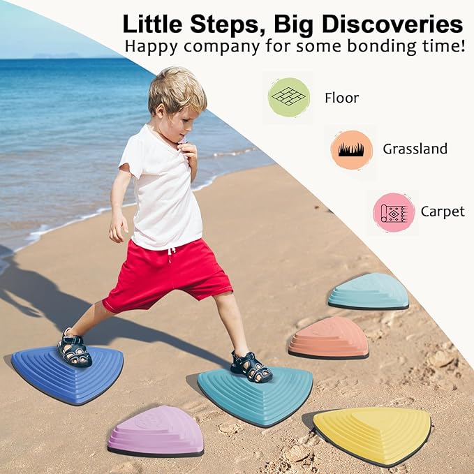Stepping Stones for Kids Non-Slip Balance River Stones Toys Promoting Children's Coordination Skills Obstacle Courses Sensory Toys for Toddlers Indoor & Outdoor