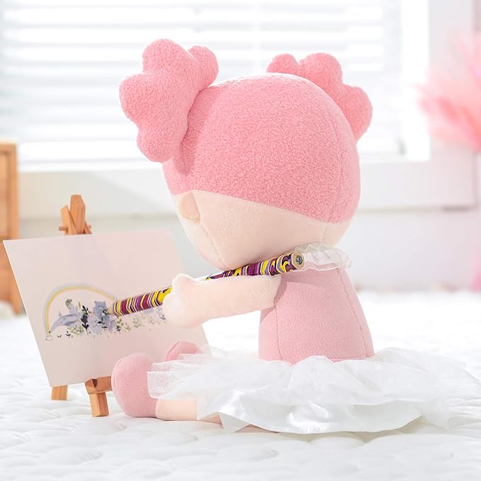 Gloveleya Baby Girl Gifts Rag Doll Soft Plush Candy Girl Pink 15" with Gift Bag