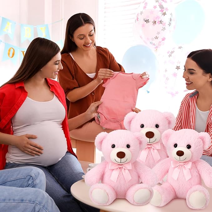 Civaner 4 Pack 14 Inches Bear Plush Stuffed Animals Operation Christmas Cute Soft Bears Gifts Bulk for Girls Boys Girlfriend(Pink)