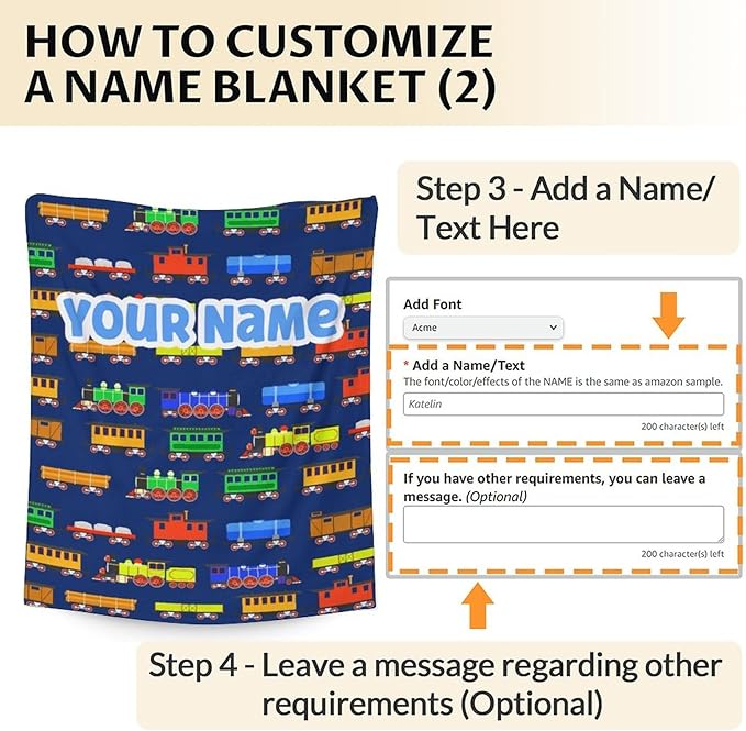 Personalized Train Throw Blanket for Men, Women - Soft Comfort Blankets - 60"x80" Inches for Bed - Dark Blue Train Gifts for Adults