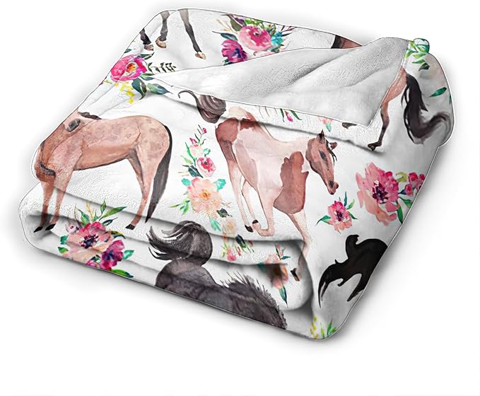 Horse Blanket Horse Throw Blanket Gifts for Girls Women Kids Boys Adults Man Super Soft Cozy Plush Fluffy Fuzzy Fleece Blanket Decor 40''X50''