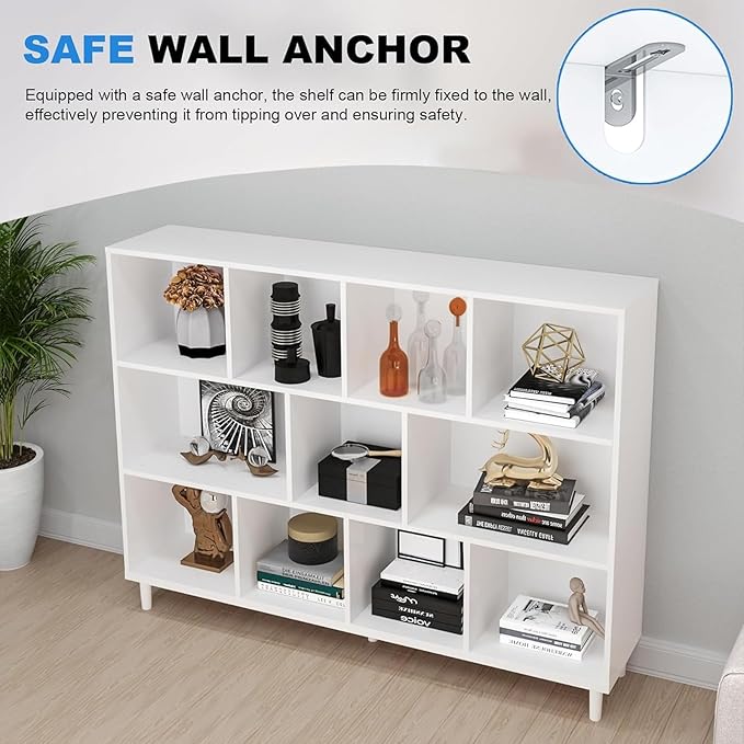 11 Cube Storage Organizer | Book Storage|Wide Bookshelf |Wooden Bookshelves -Cubic Storage Cabinet（Storing Books,Toys & More Easy to Install）