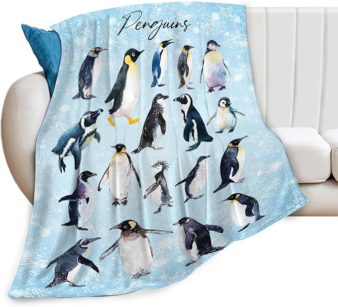 Penguin Blanket Gifts for Girls Boys Penguins Throw Blankets Cozy Plush Fleece Flannel Fuzzy for Women Men Decor 60"X50"