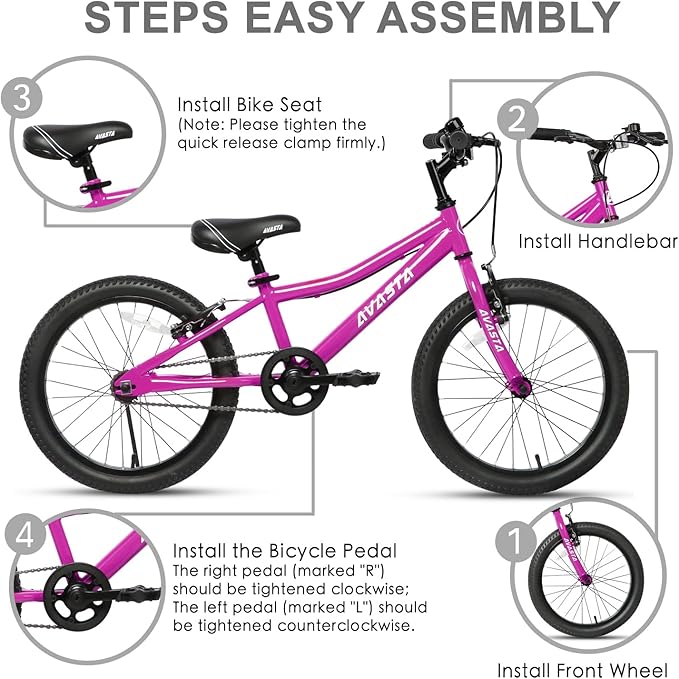 AVASTA Bilbo 18 20 Inch Kids Bike for Boys Girls 5-10 Years Old, Retro Style High Carbon Steel Bicycle with Adjustable Handlebars and Seat, Dual V-Brakes, Kickstand, Multiple Colors